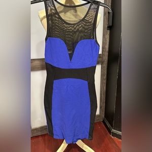 Royal Blue & Black BodyCon Cocktail Dress. Runs size XS or S 2/4. NWOT HOCO